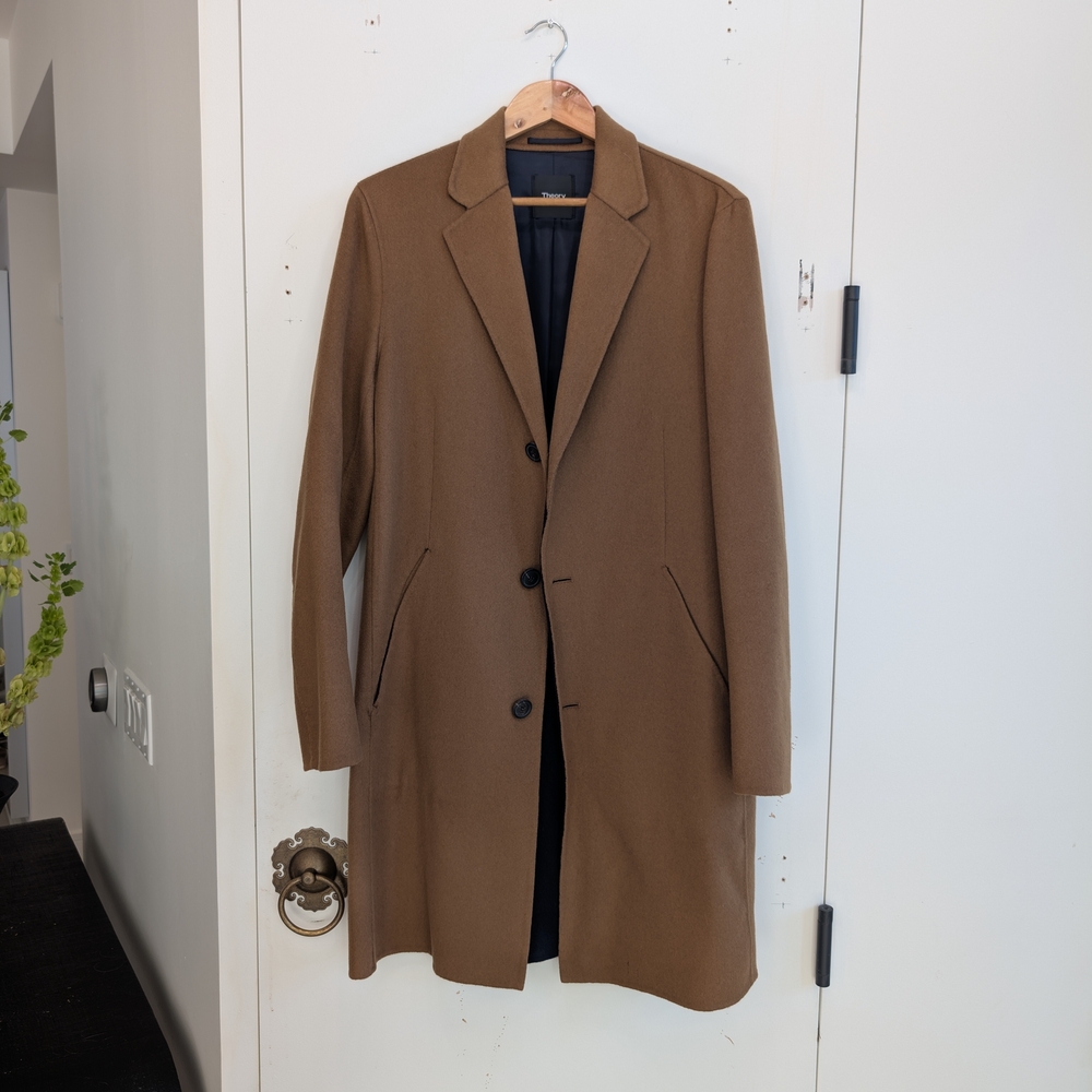 Theory Men's Brown Cashmere Overcoat - Size M